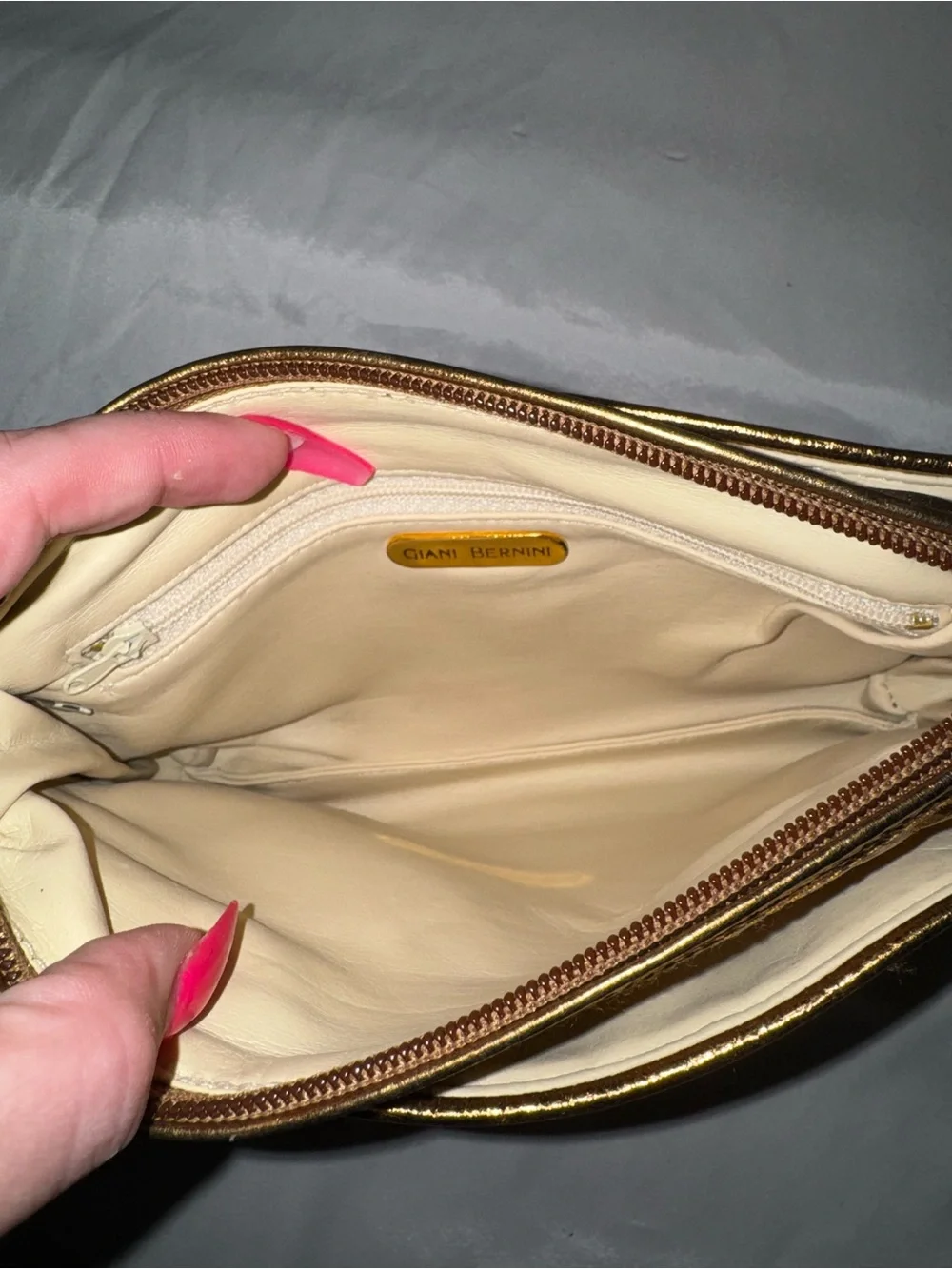 Giani Bernini Gold Metallic Textured Wristlet Clutch - Designer Style